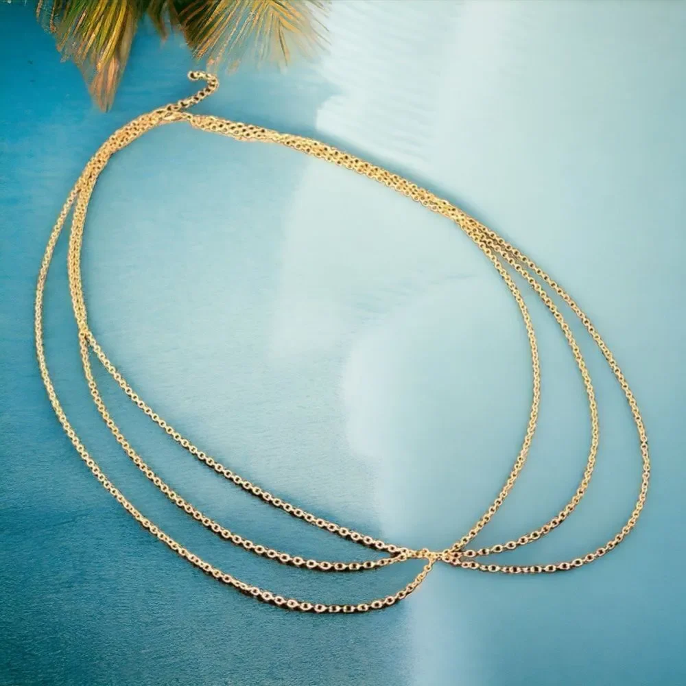 Gold Dainty Draped Waist Body Chain Belt NWT